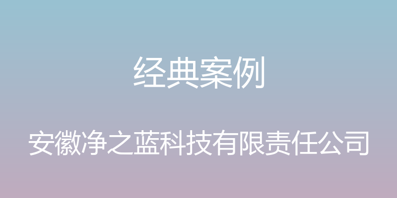 经典案例 - 安徽净之蓝科技有限责任公司