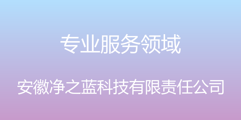 专业服务领域 - 安徽净之蓝科技有限责任公司